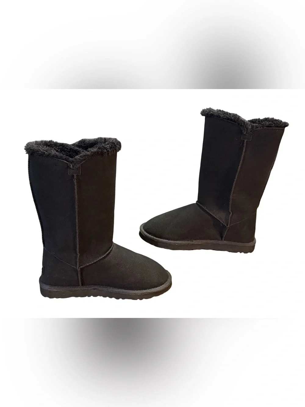 UGG Bailey Button Triplet II Tall Boots Black Suede Women’s Size 8